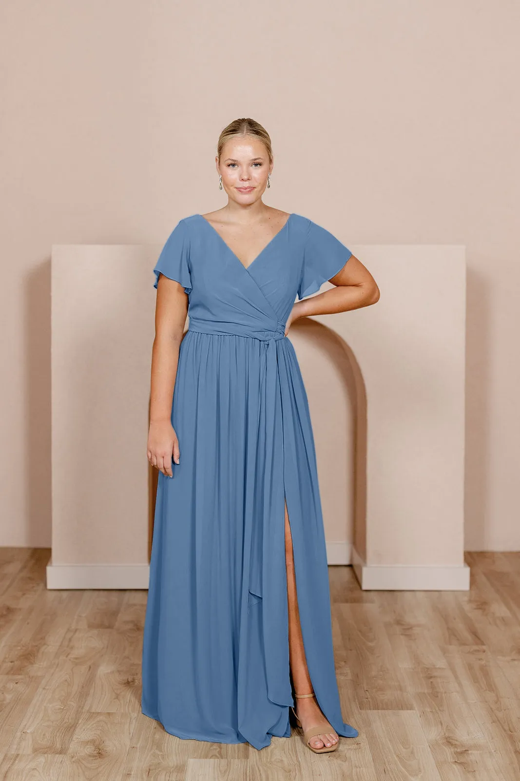 Harper Chiffon Faux Wrap Dress | Made To Order