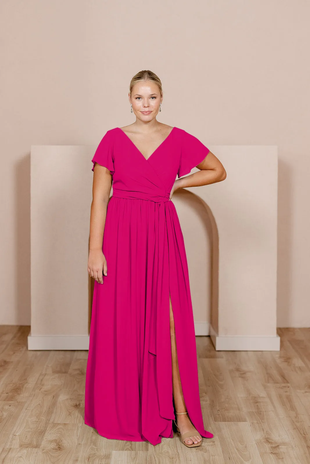 Harper Chiffon Faux Wrap Dress | Made To Order