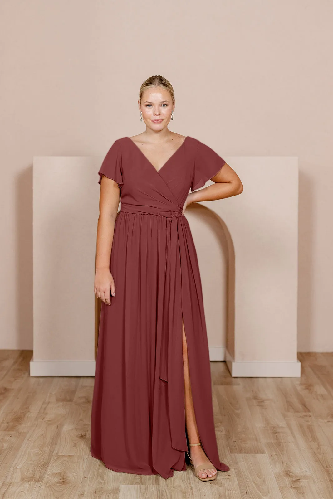 Harper Chiffon Faux Wrap Dress | Made To Order