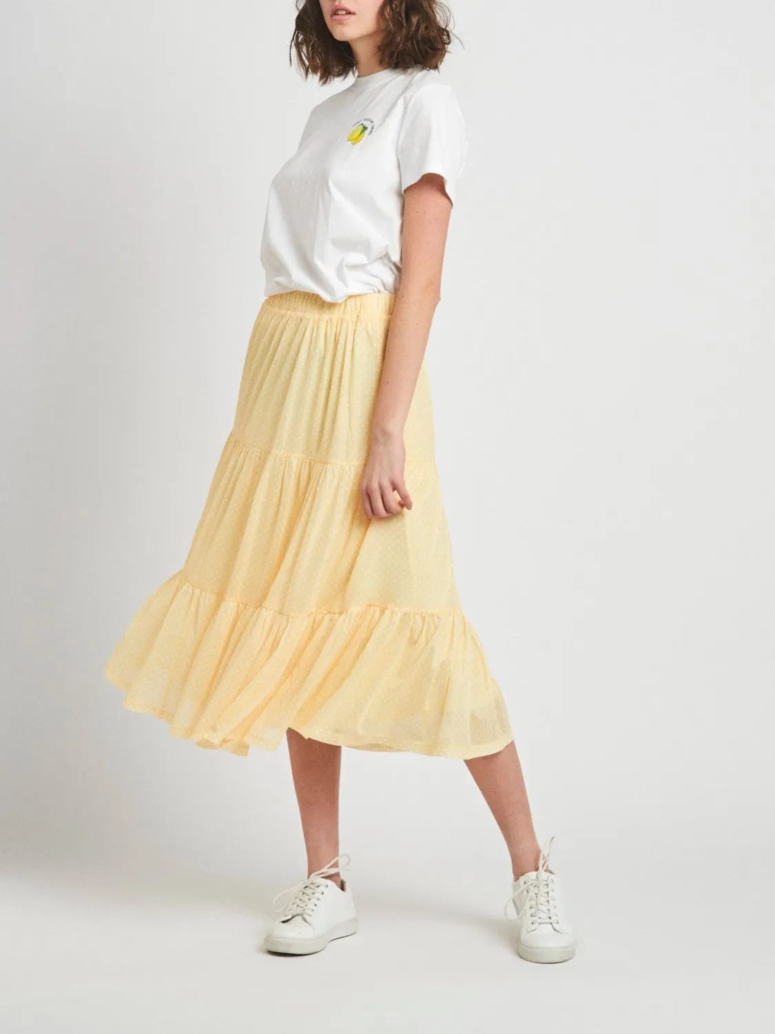 Helena Dotted Midi Skirt (Lemon)