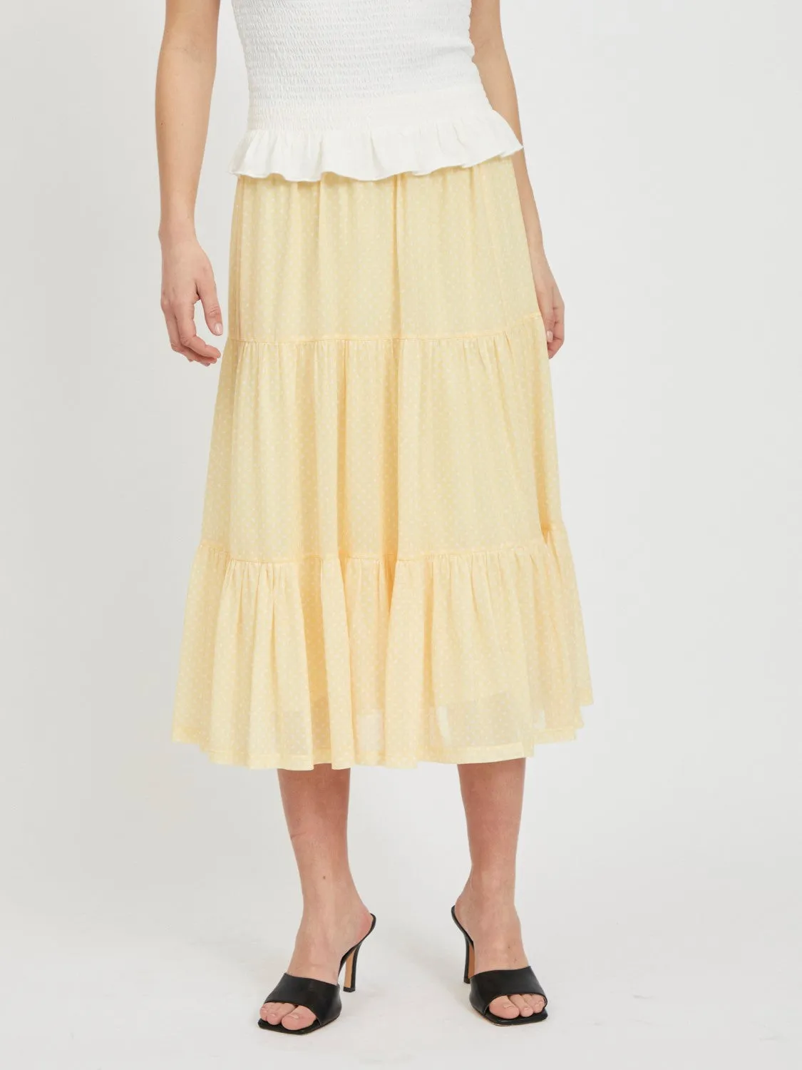 Helena Dotted Midi Skirt (Lemon)