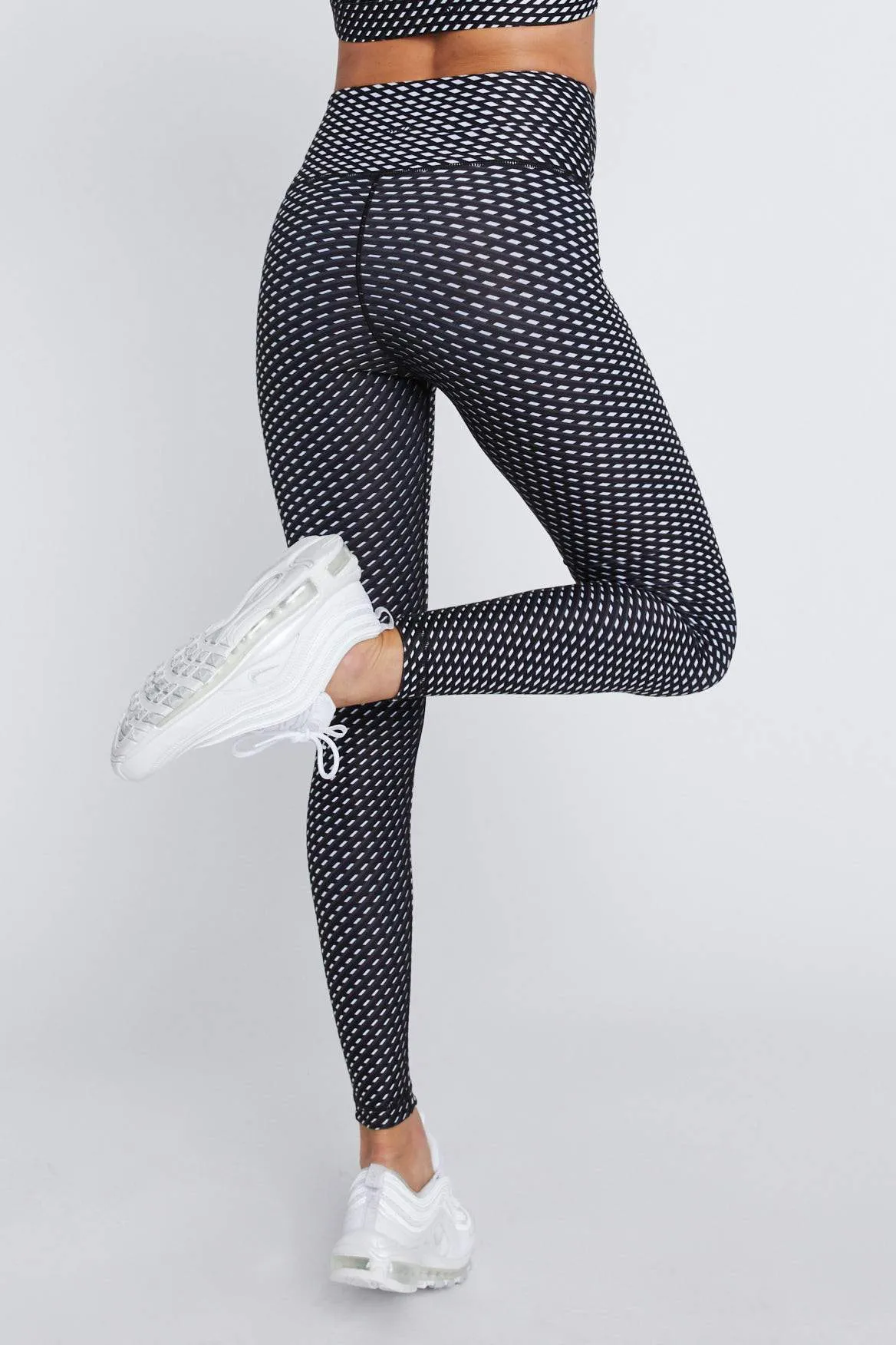 High Waist Leggings Black Rhombus