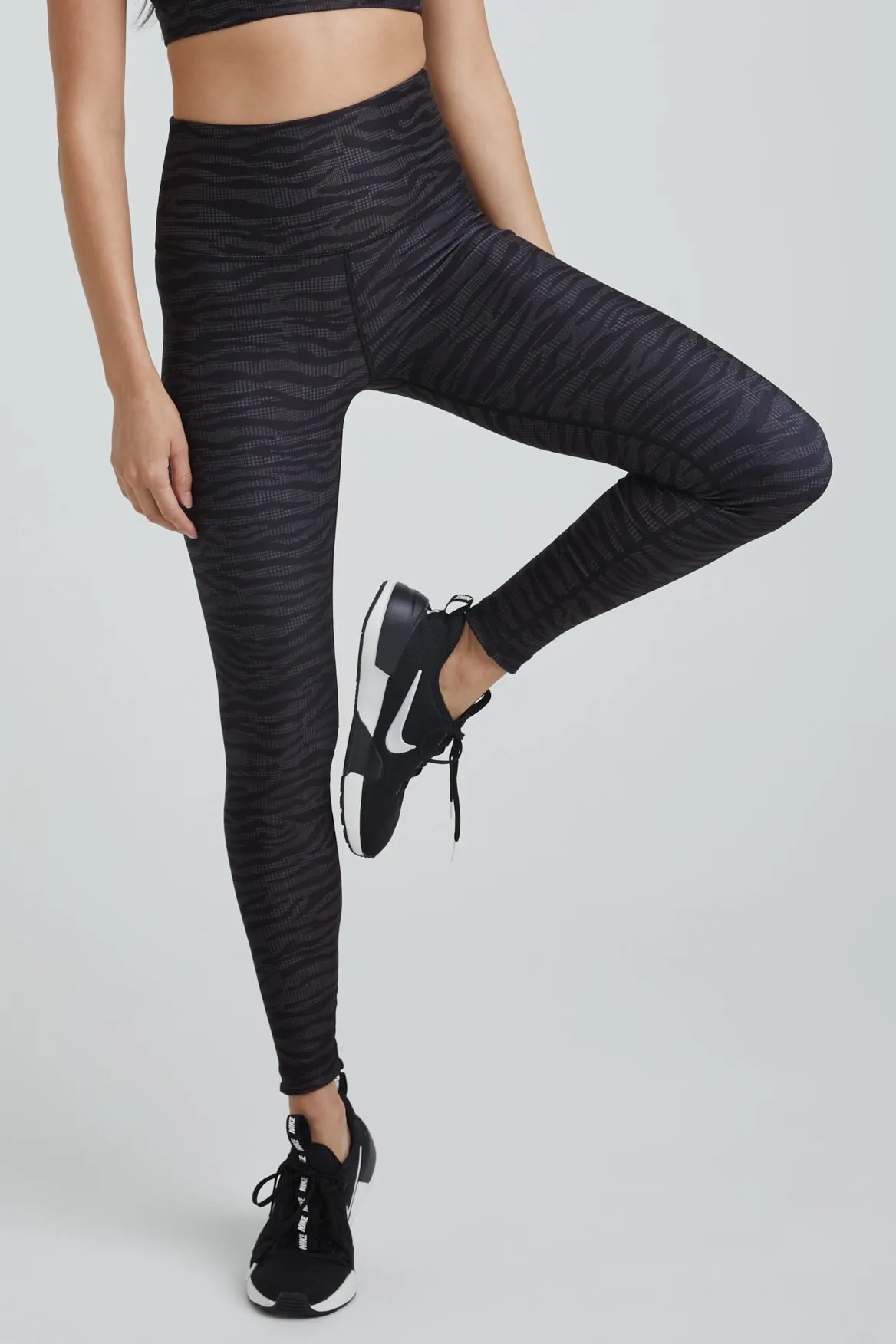 High Waist Leggings Charcoal Zebra