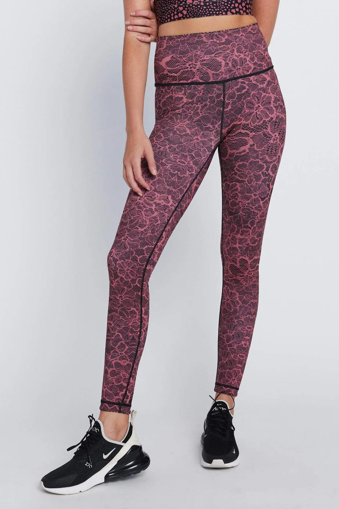 High Waist Reversible Leggings Mauve Cheer