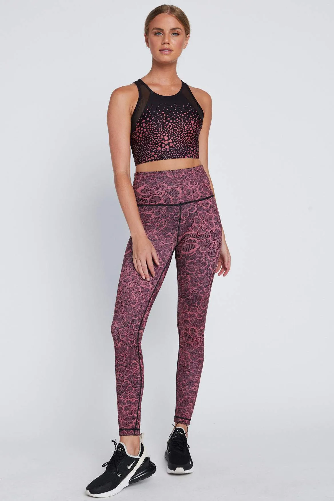 High Waist Reversible Leggings Mauve Cheer