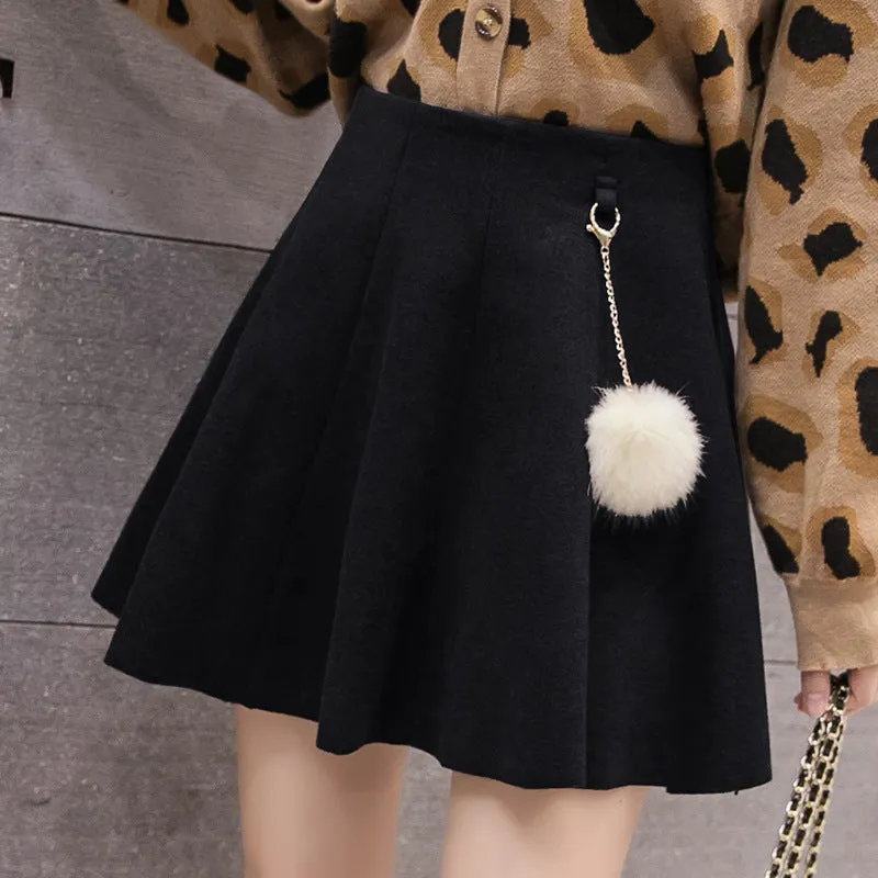 High-waisted Thin Woolen Skirt