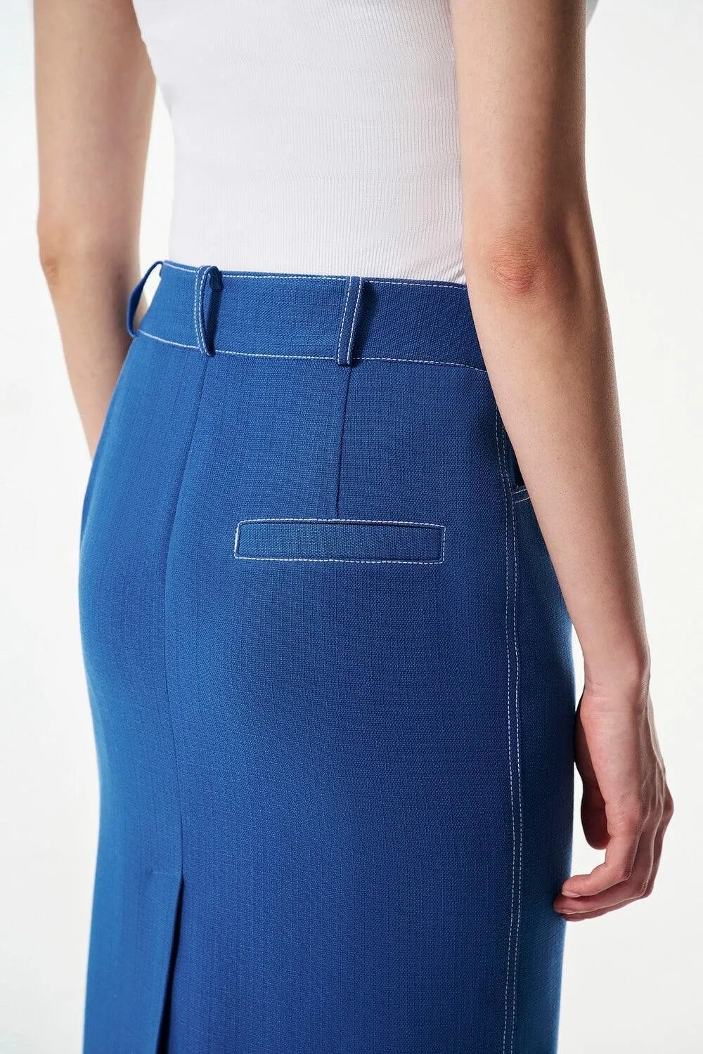 Hobb Pencil Zipper Wool Cotton Midi Skirt