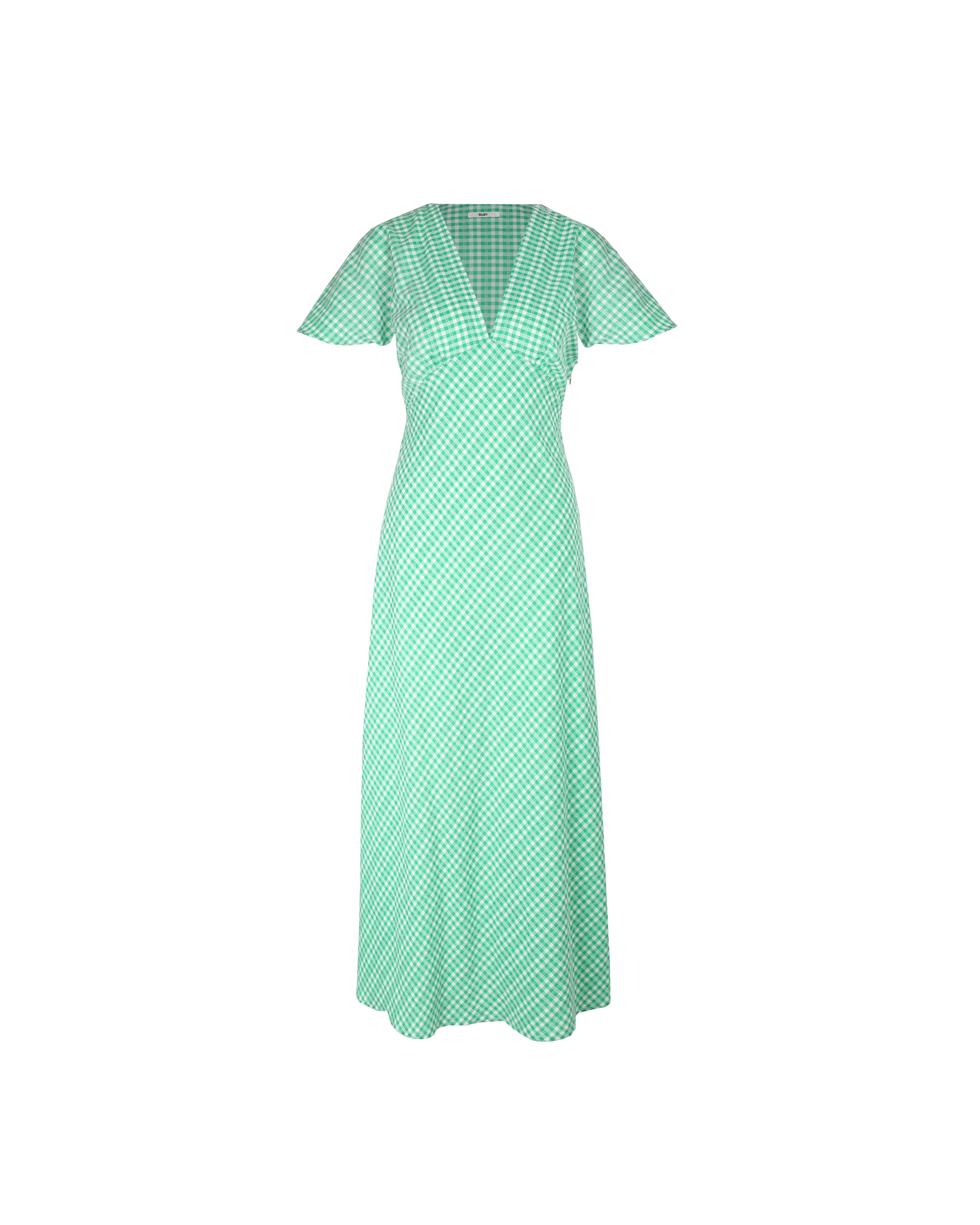 HONEY MIDI DRESS GREEN GINGHAM