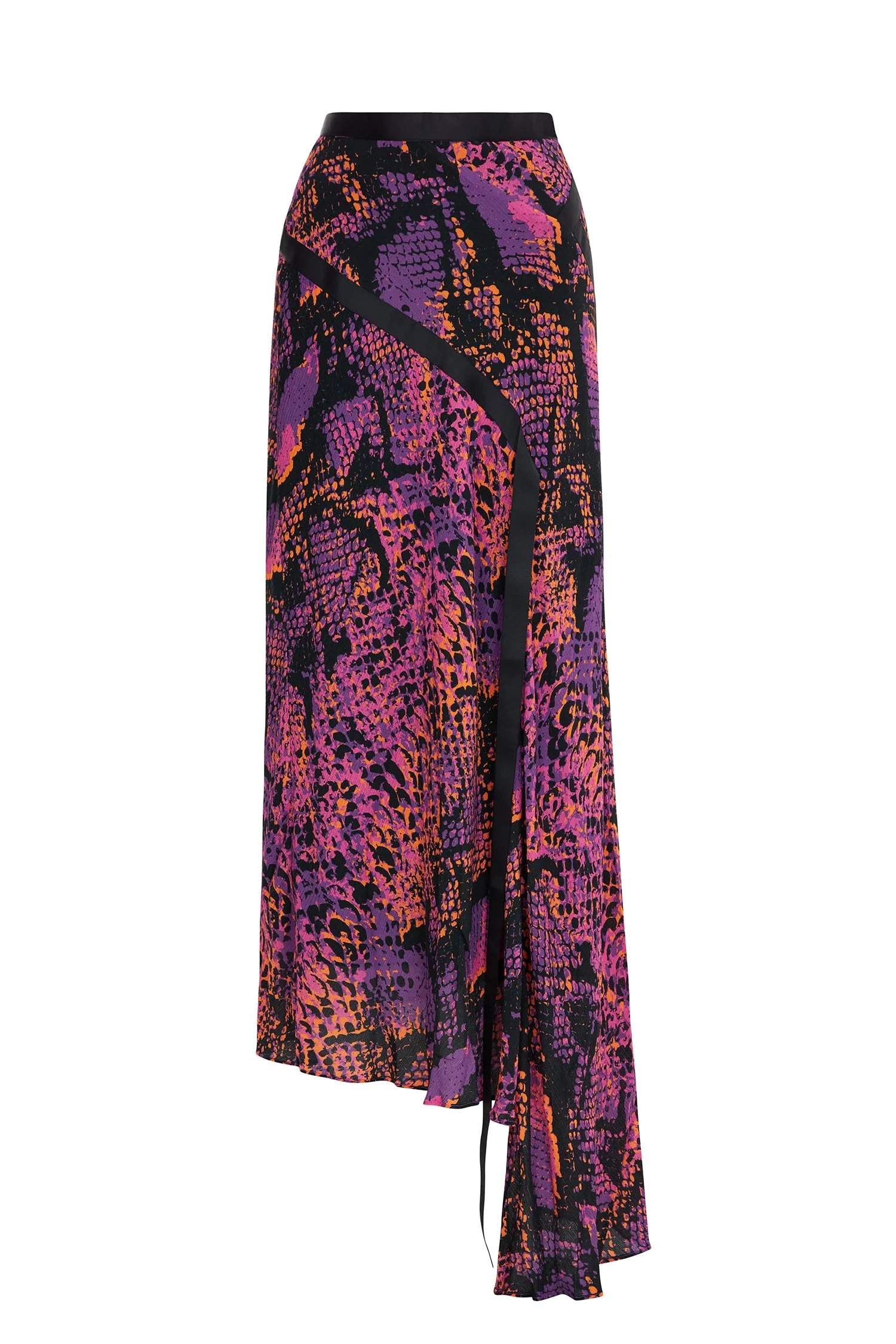 House of Holland Neon Snake Print Midi Skirt (Pink)