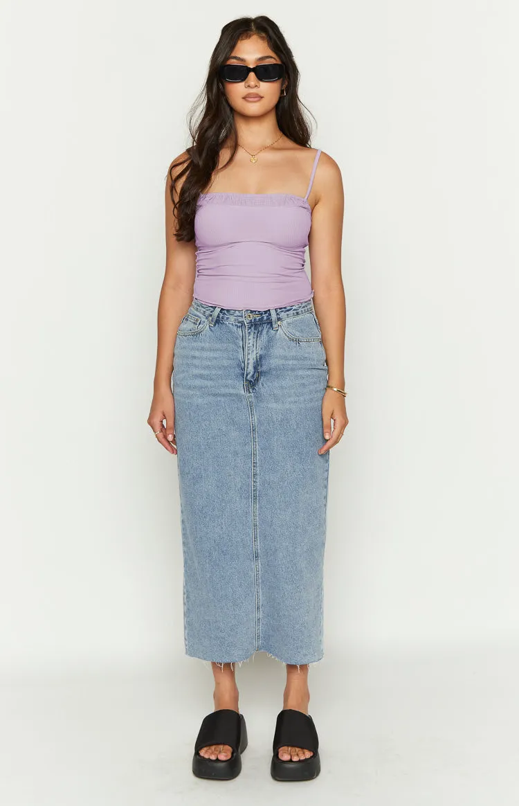 Isla Blue Denim Midi Skirt