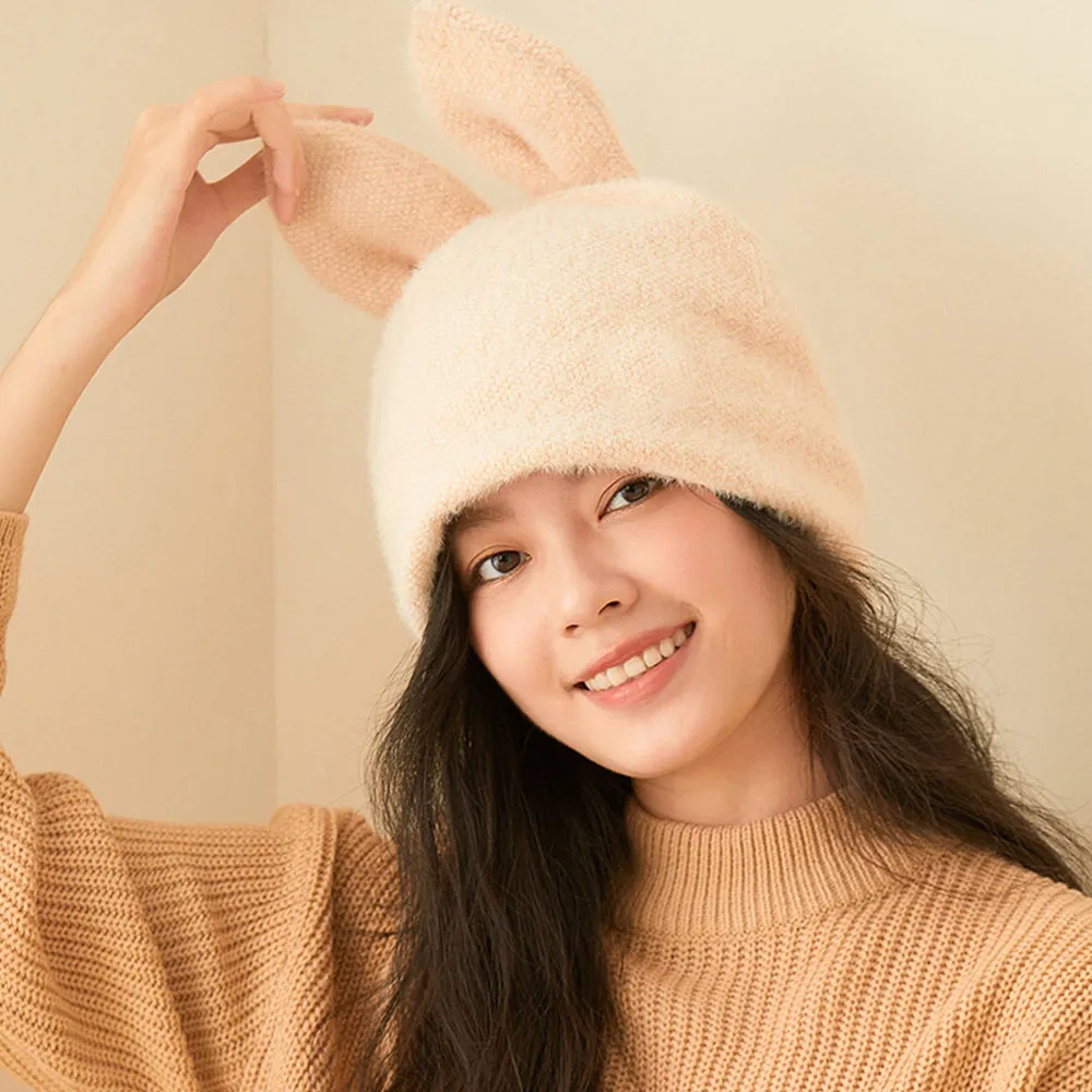 Japan Stock Women's Winter Plush Ear Beanie Hat