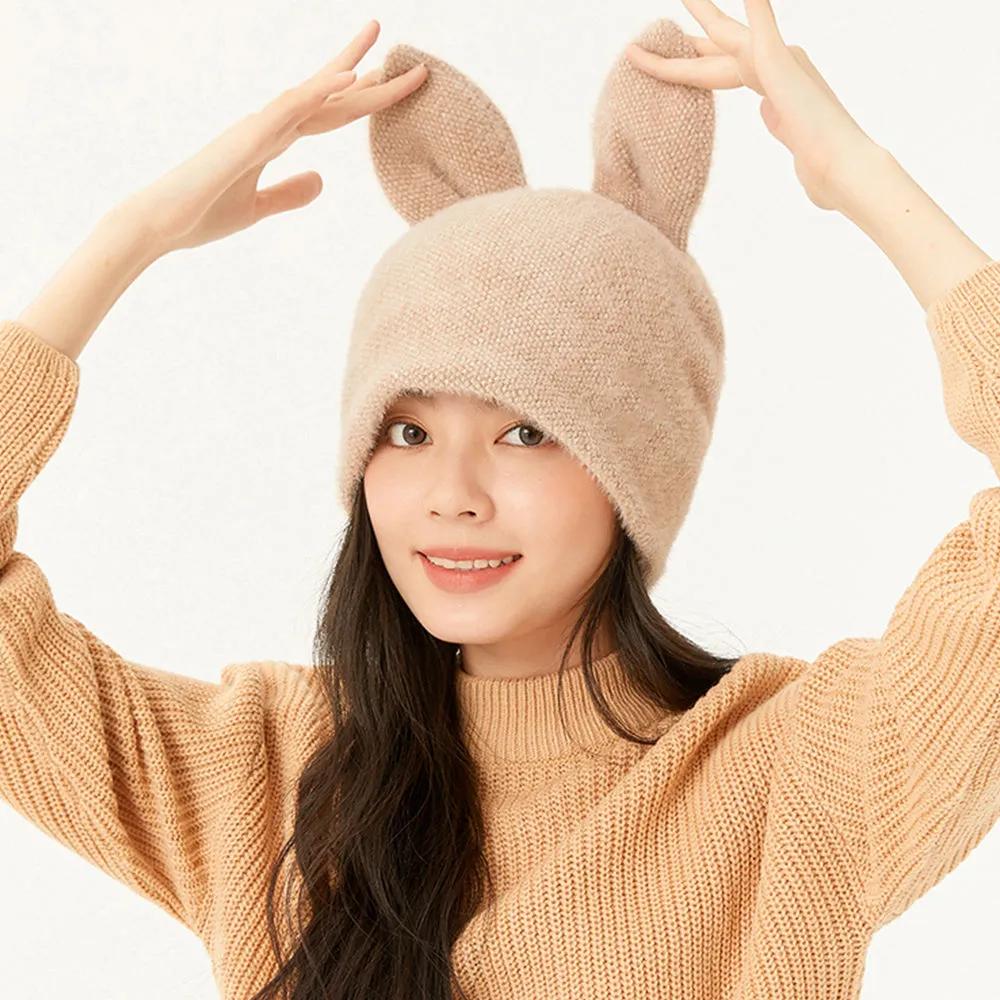 Japan Stock Women's Winter Plush Ear Beanie Hat