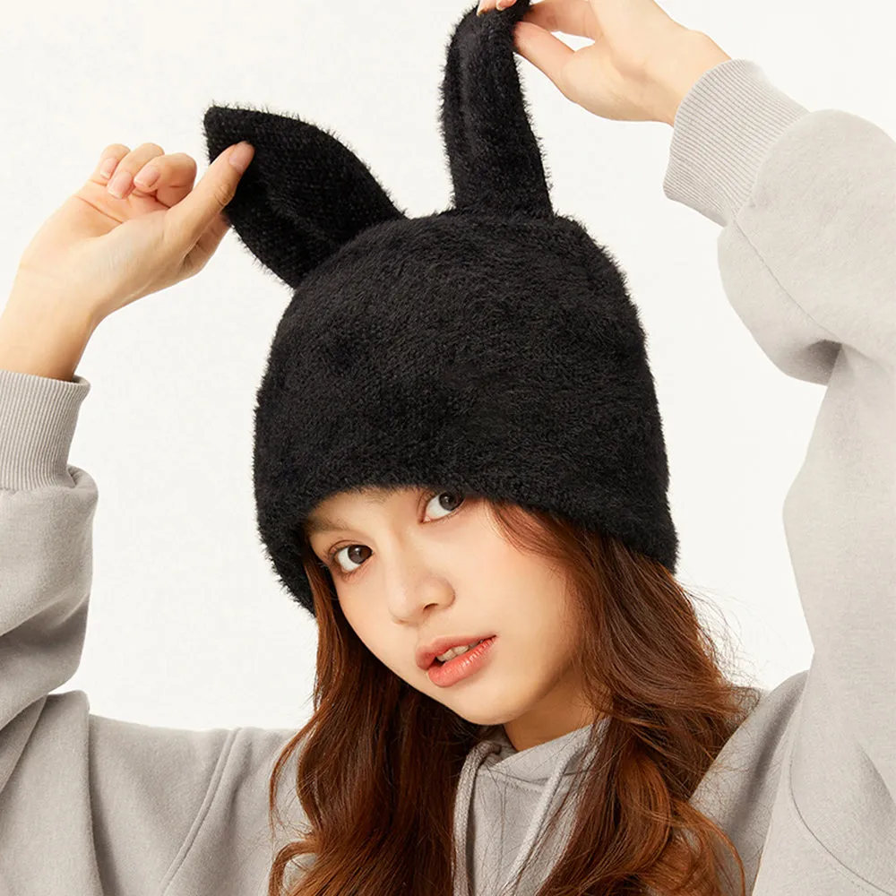 Japan Stock Women's Winter Plush Ear Beanie Hat