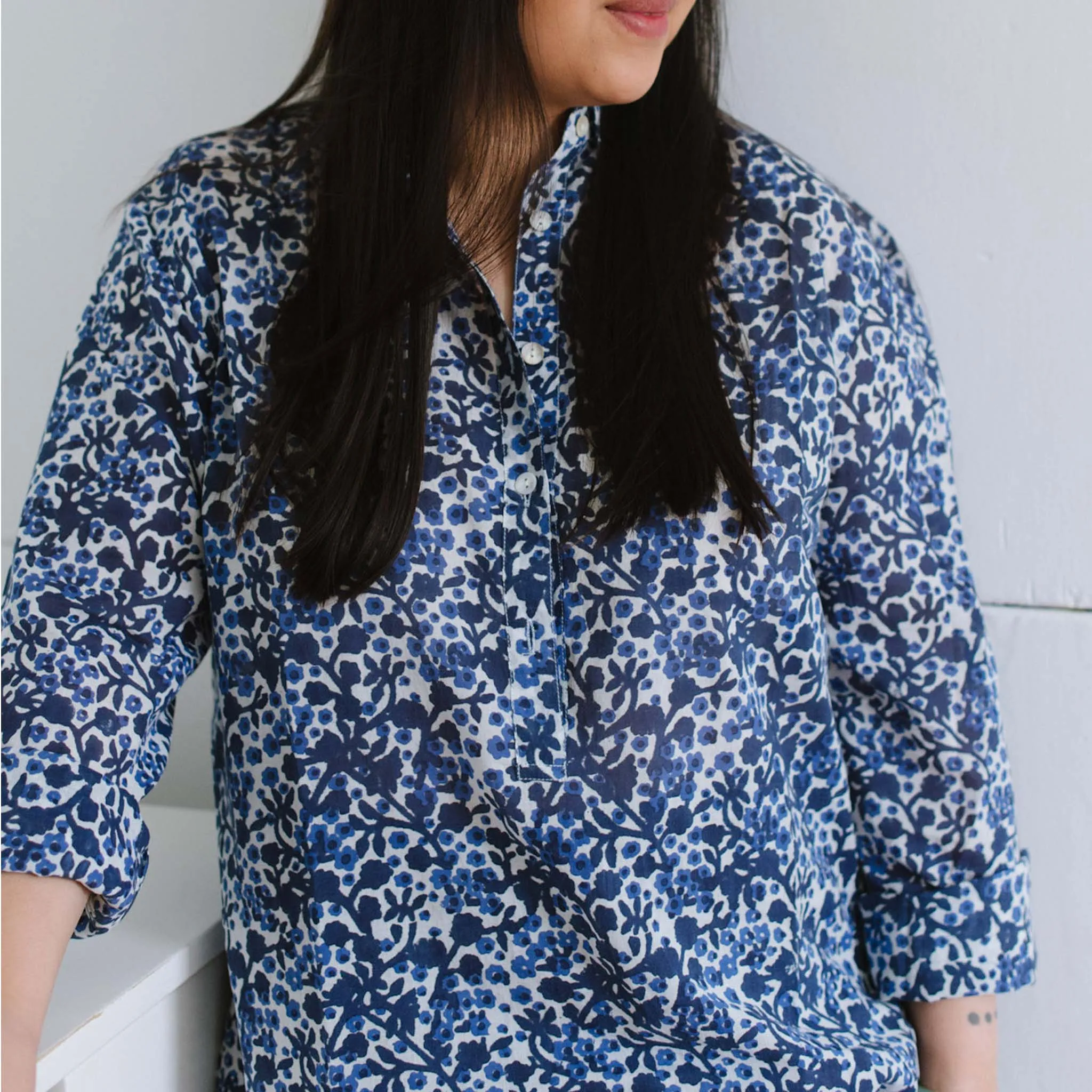 Katherine Shirt Dress in Blue Melody