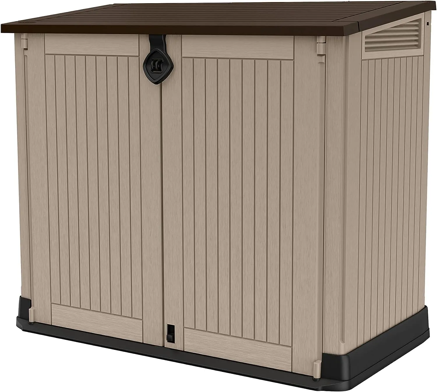 Keter Store-It Out Midi Outdoor Garden Storage Shed, Beige and Brown, 130 x 74 x 110 cm