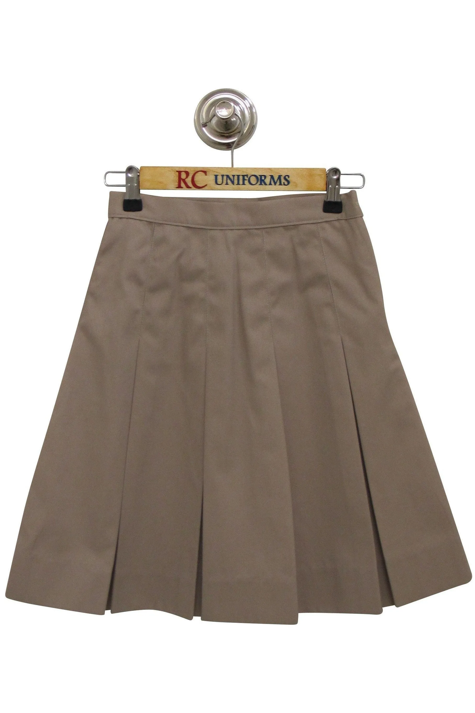 Khaki Box-Pleat Skirt