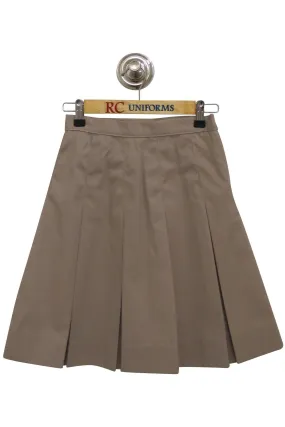 Khaki Box-Pleat Skirt