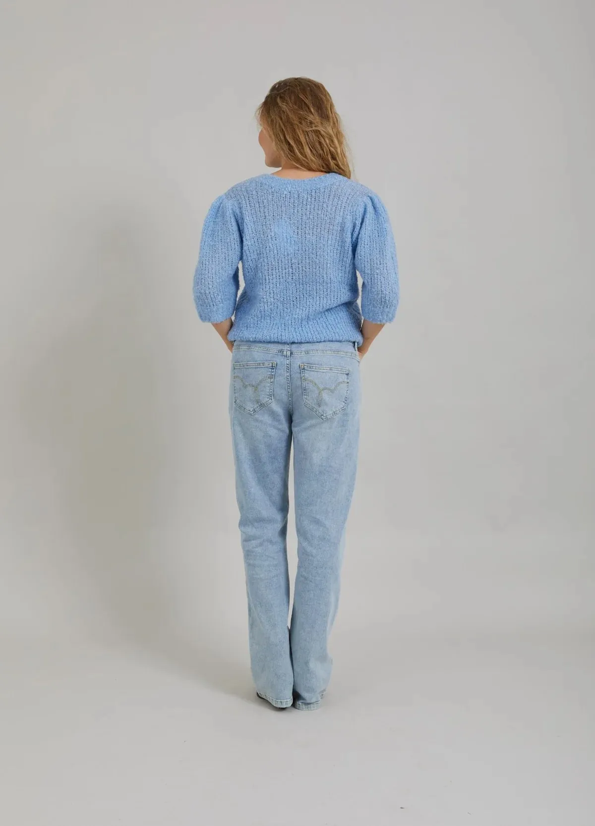 Knit with Puff Sleeves in Light Blue