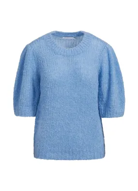 Knit with Puff Sleeves in Light Blue