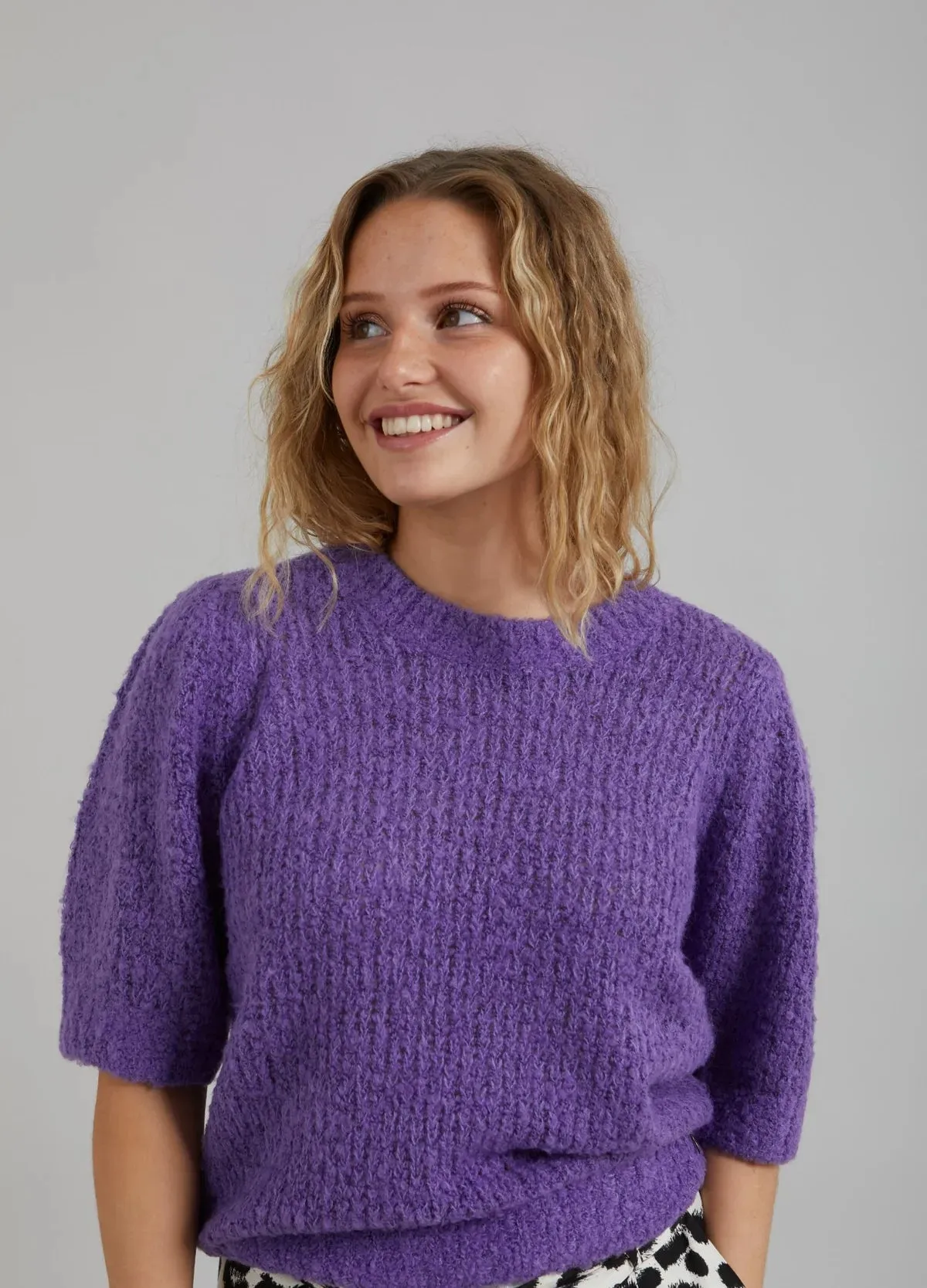 Knit with Puff Sleeves in Warm Purple