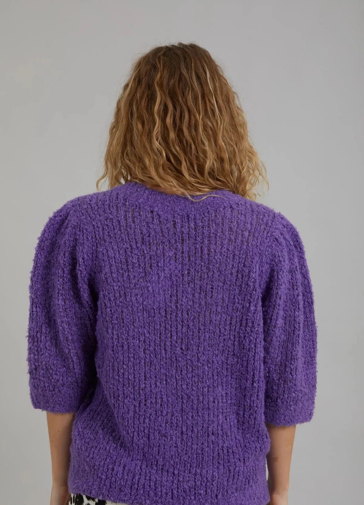 Knit with Puff Sleeves in Warm Purple