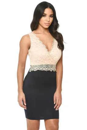 Lace Wrap Front Bodycon Dress