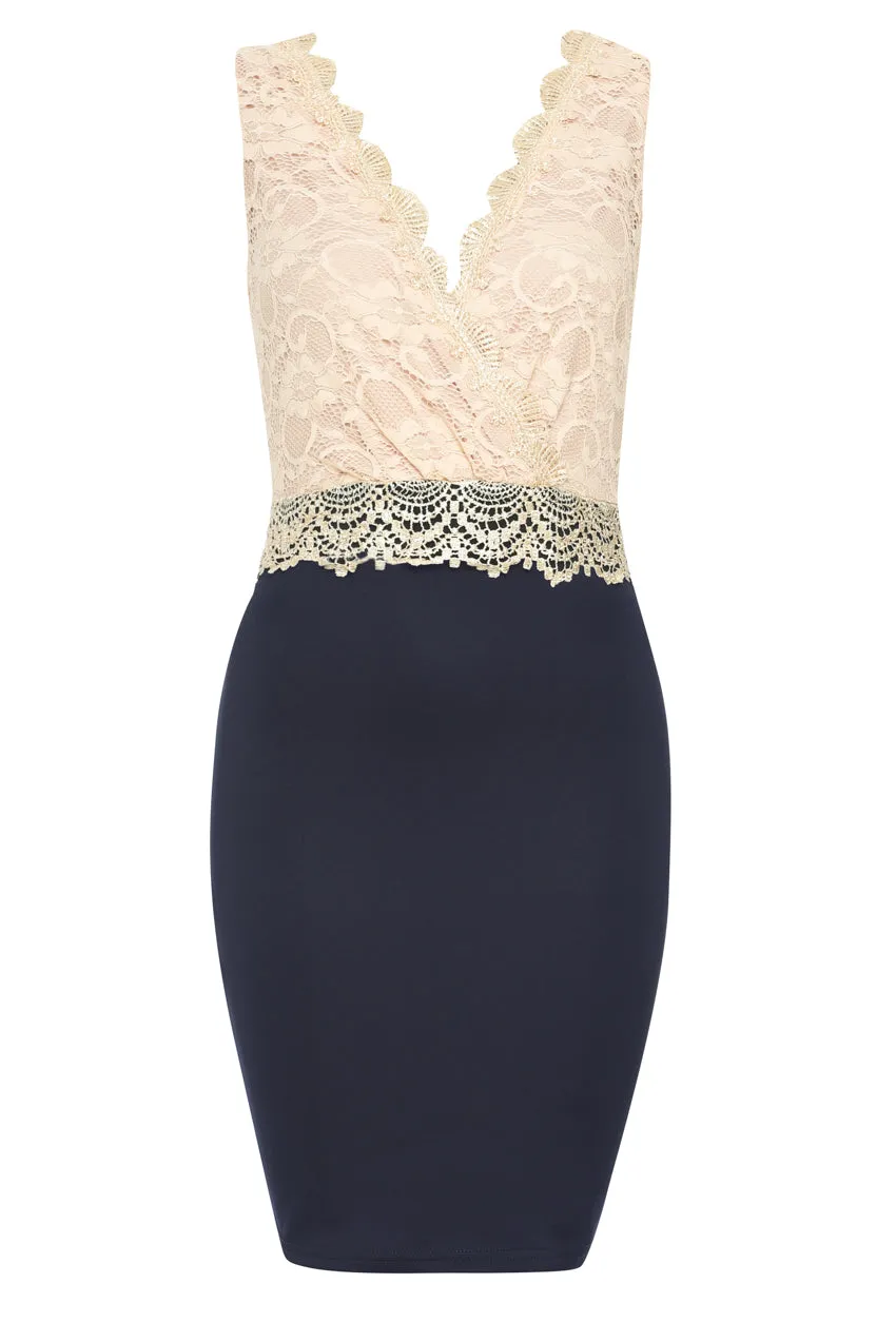 Lace Wrap Front Bodycon Dress