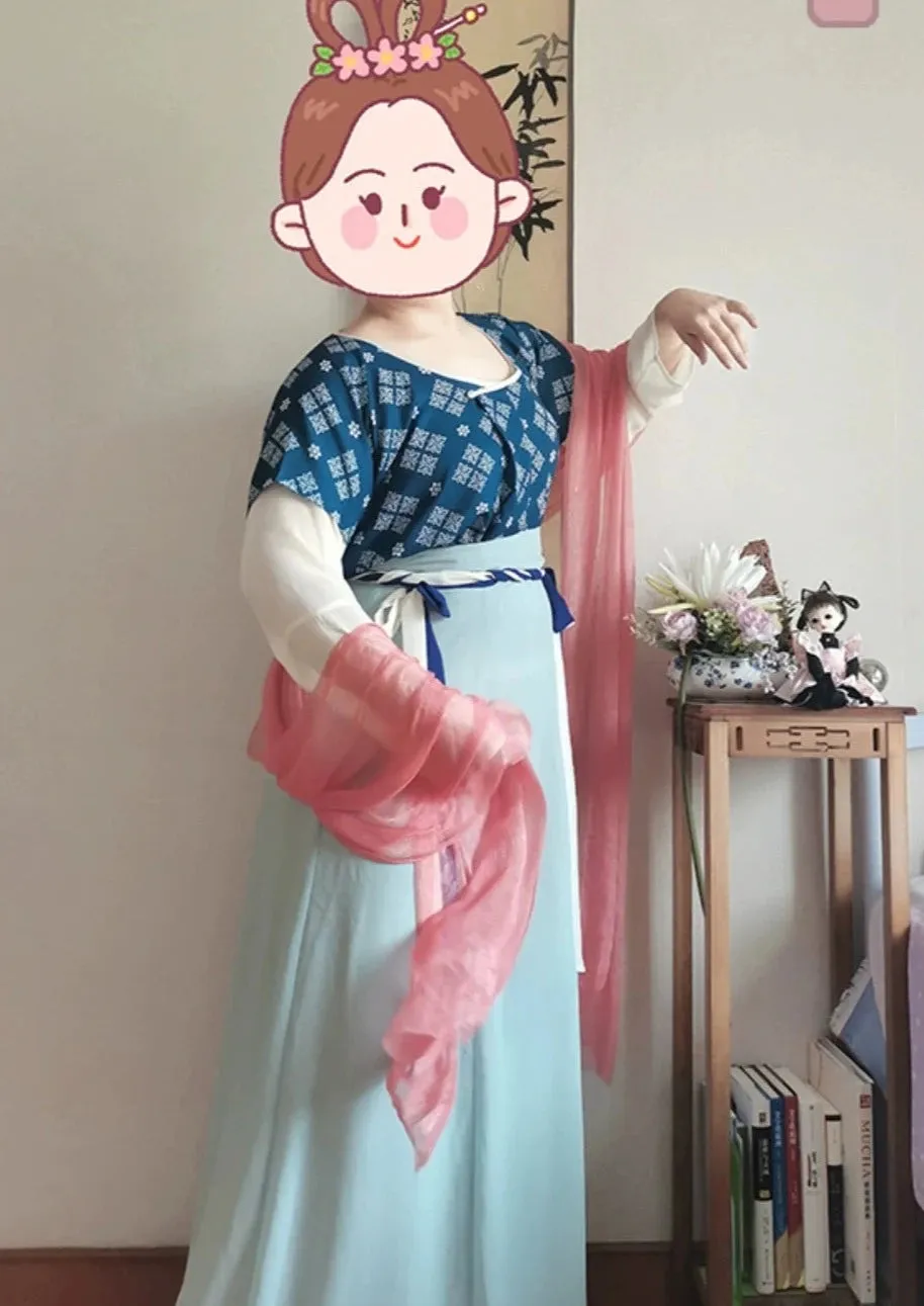 Lanmei 蓝莓 Blueberry Early Tang Dynasty Plus Size Ruqun Set