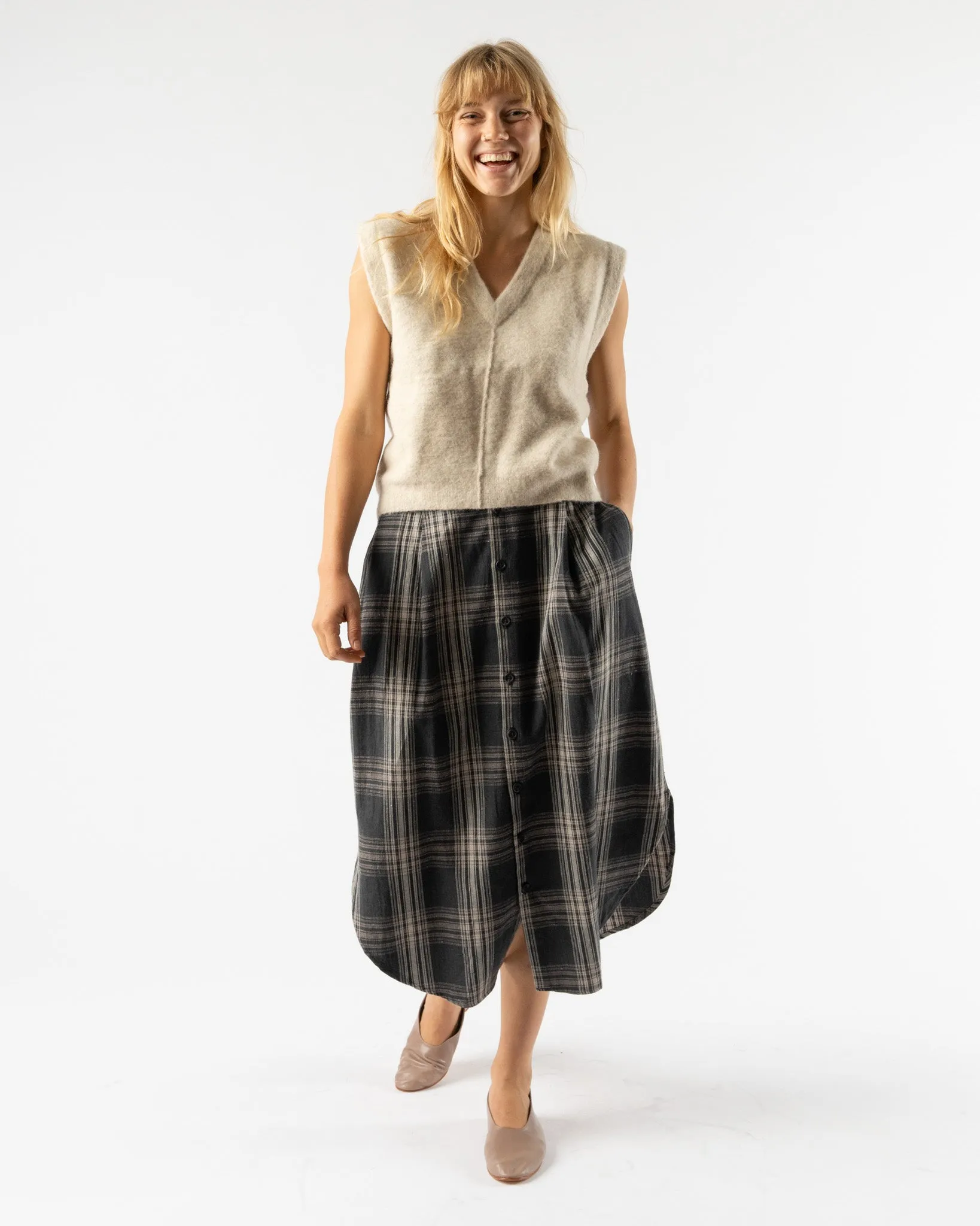 Lauren Manoogian Plaid Placket Skirt