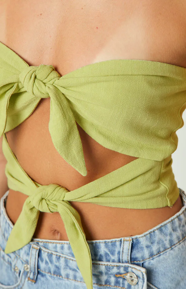 Lavinia Green Double Tie Crop Top