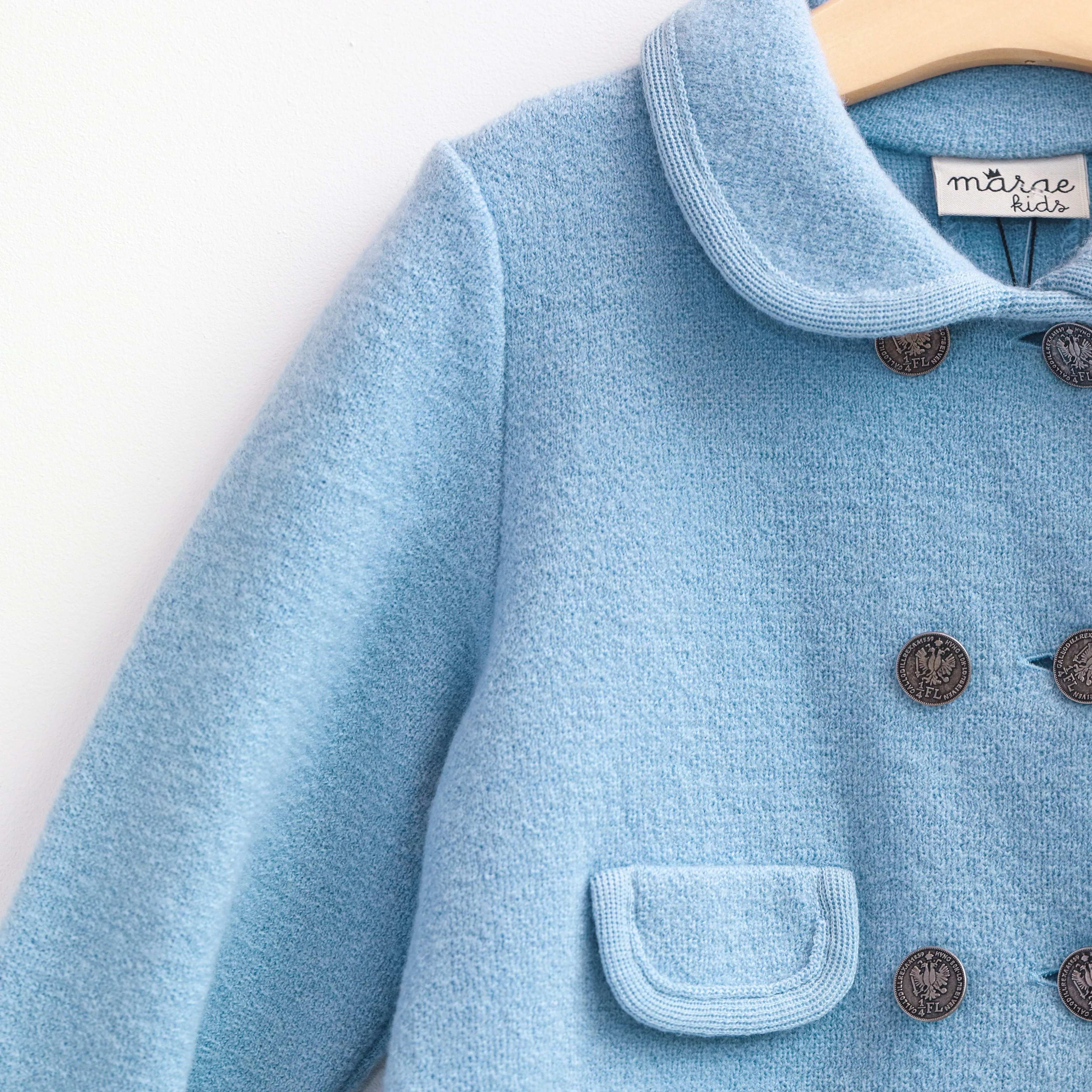 Light Blue Boiled Wool Coat