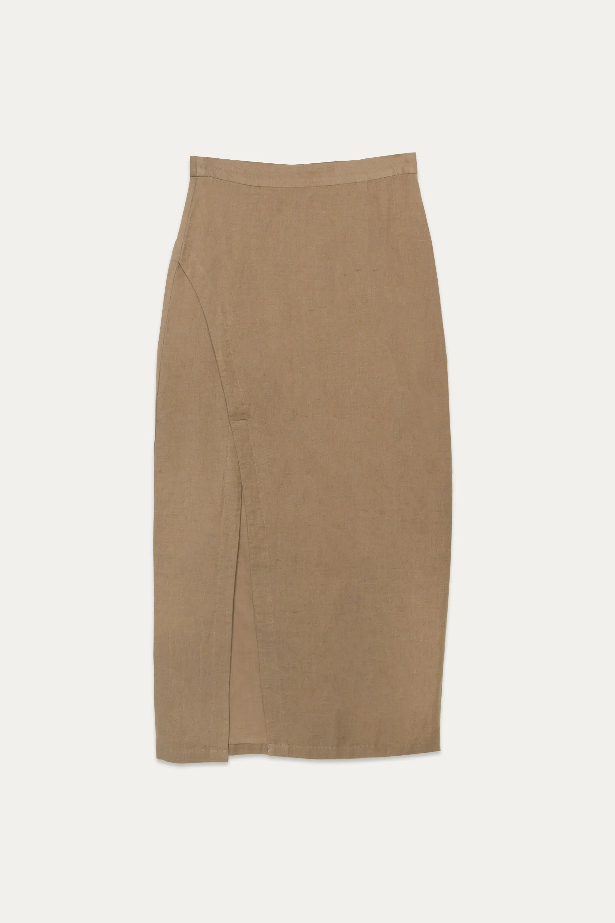 LINEN BLEND WRAP SKIRT