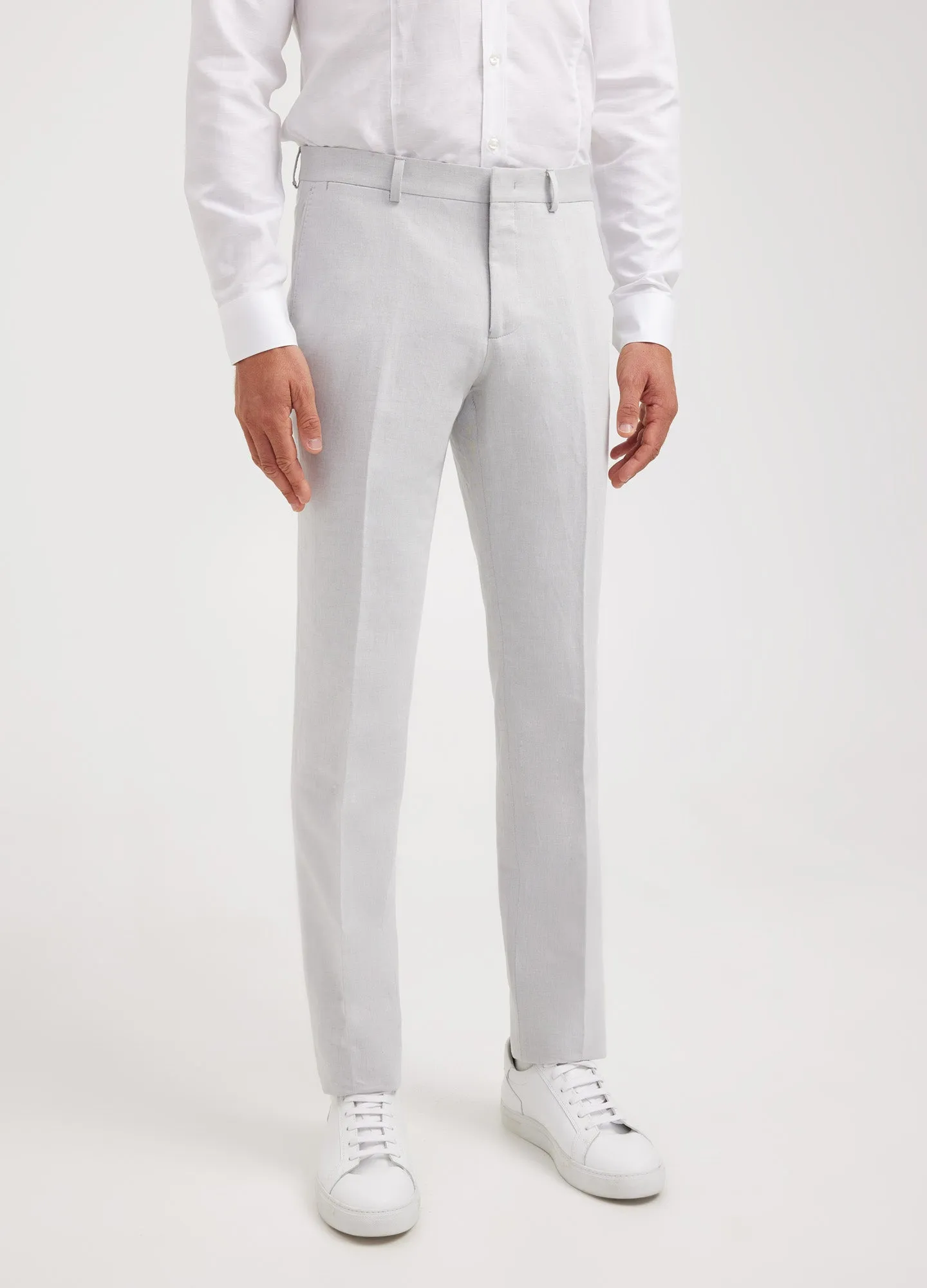 Linen Cotton Twill Suit Pant Silver