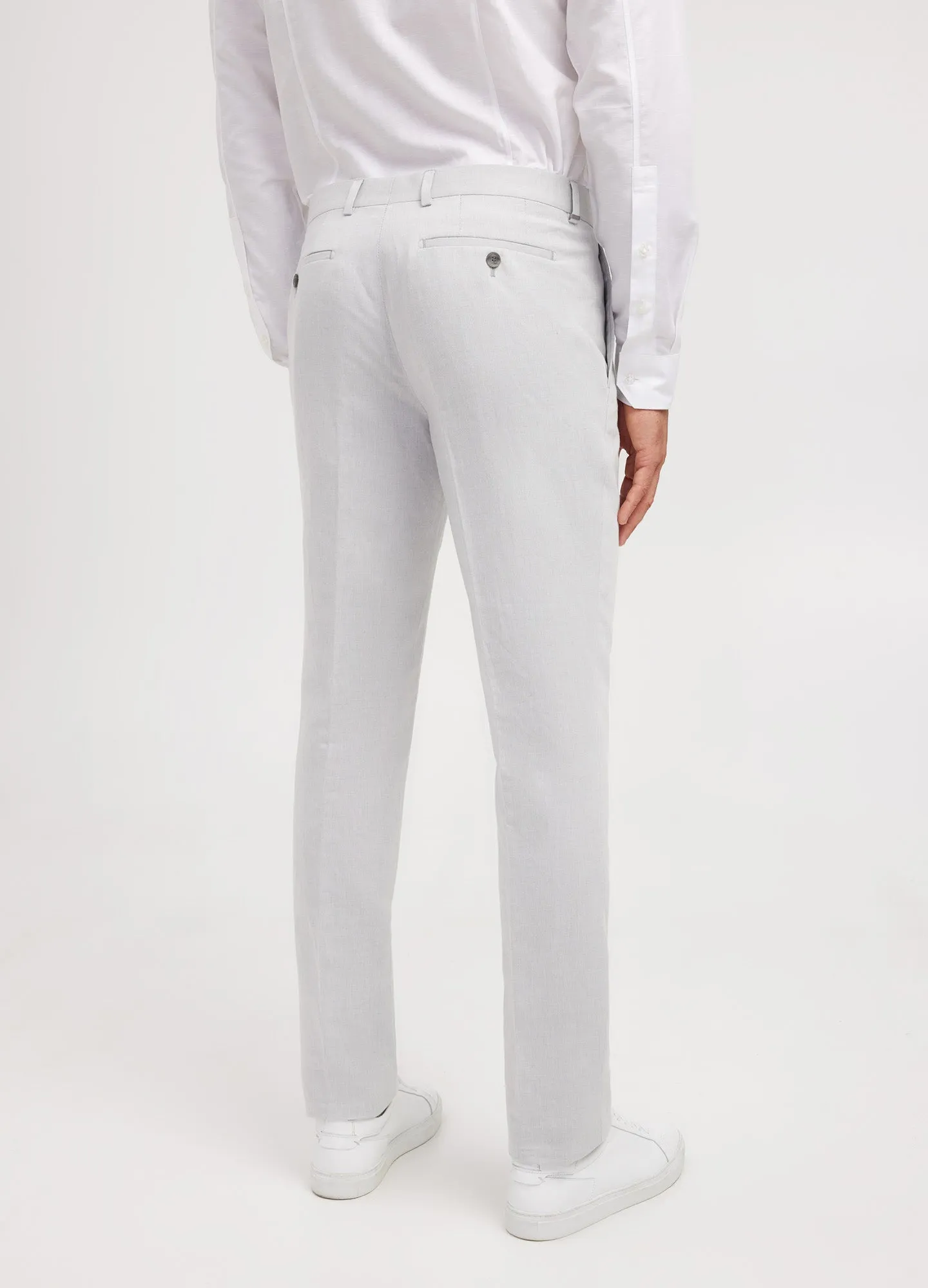 Linen Cotton Twill Suit Pant Silver