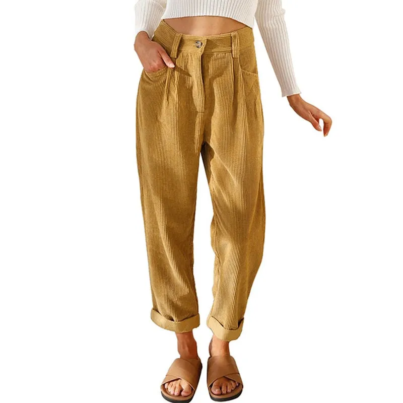 Loose Casual Corduroy Straight Pants