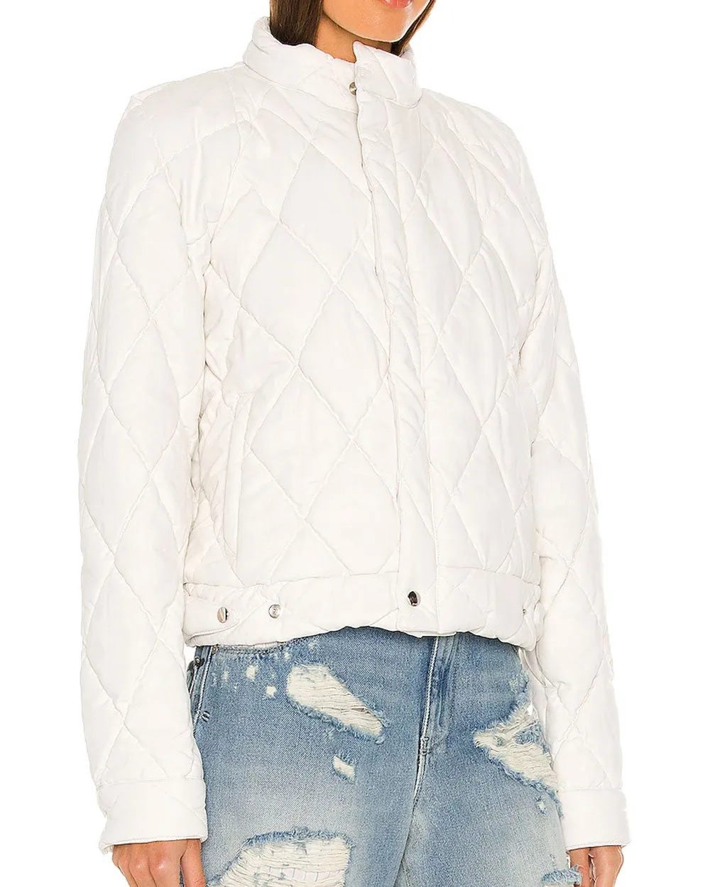 Louisa Faux Leather Jacket in White