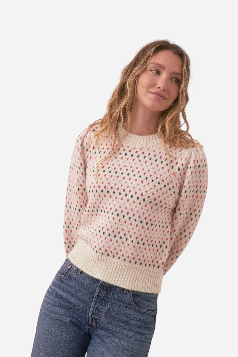 Marine Layer Alma Puff Sleeve Sweater in Warm Multi