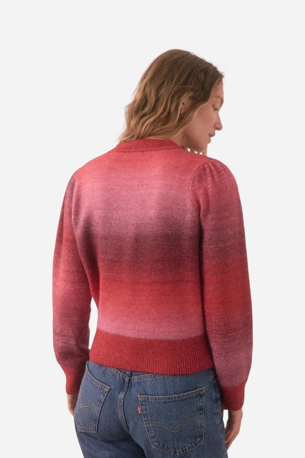 Marine Layer Alma Puff Sleeve Sweater in Warm Ombre