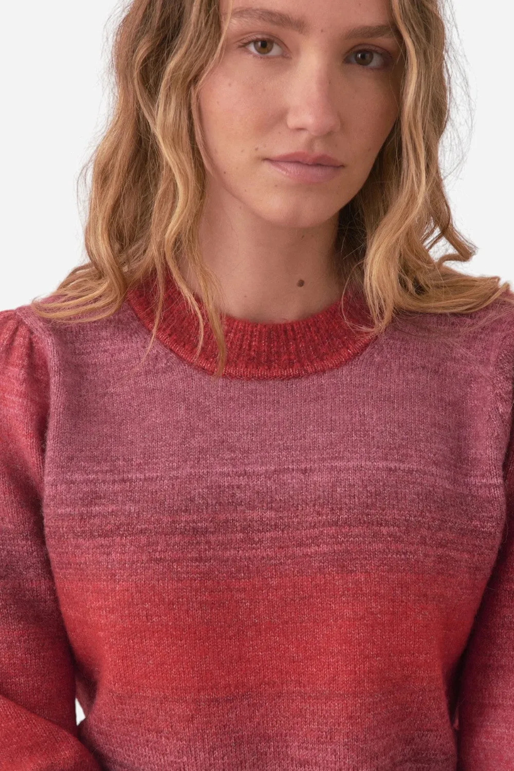 Marine Layer Alma Puff Sleeve Sweater in Warm Ombre