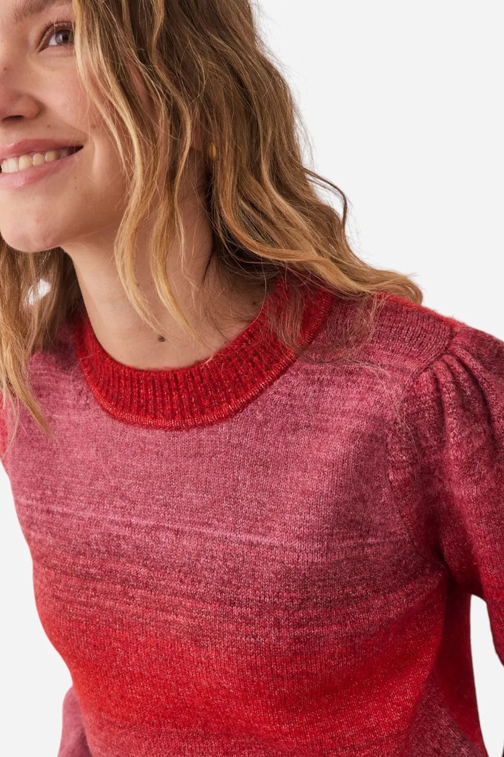 Marine Layer Alma Puff Sleeve Sweater in Warm Ombre