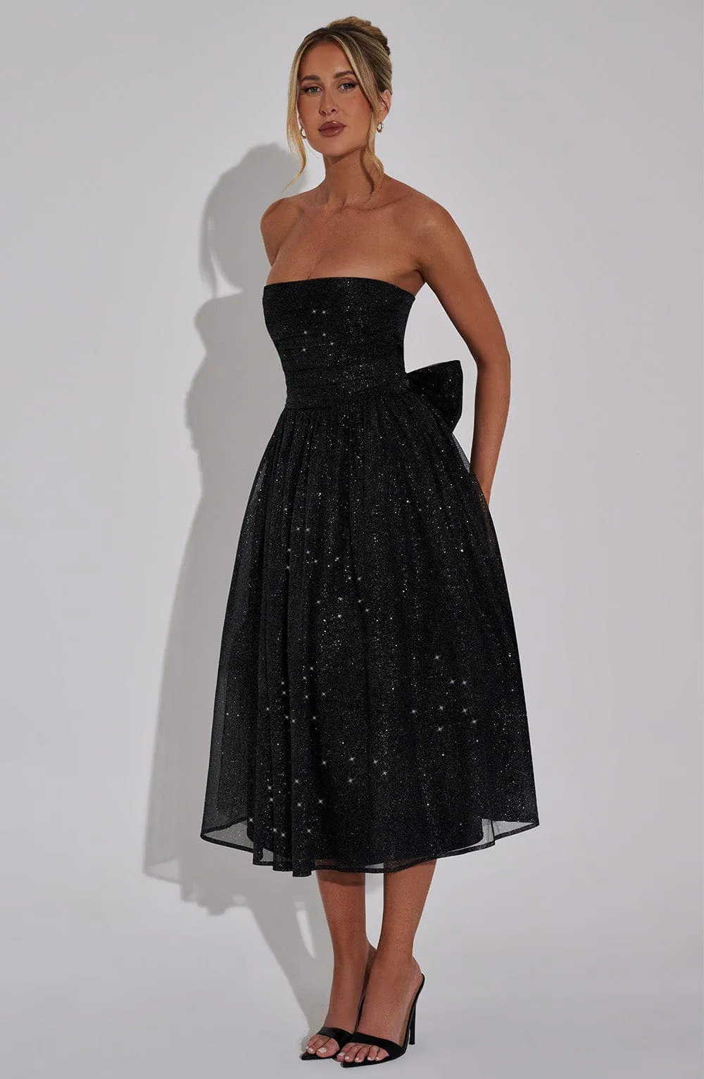 Marissa Midi Dress - Black Sparkle