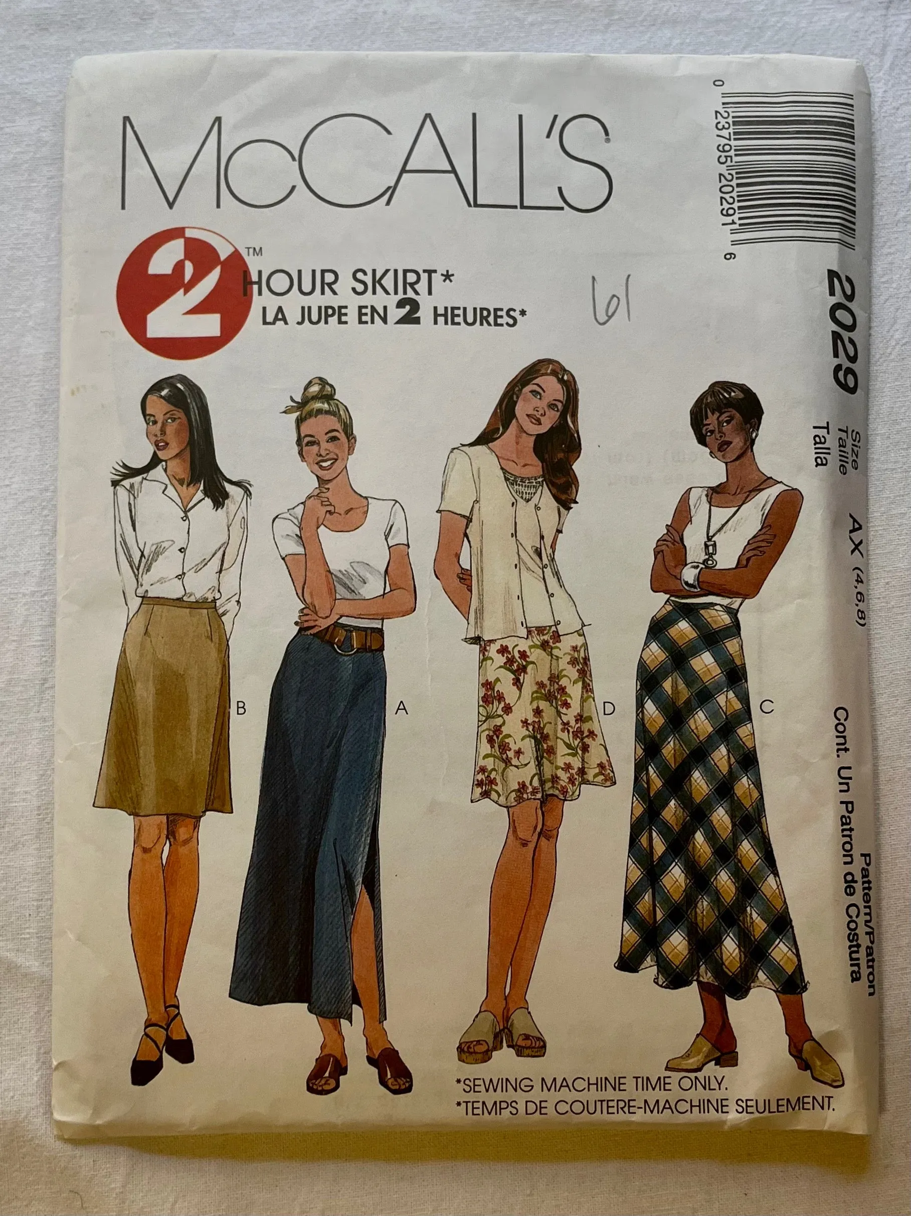 McCall's 2 Hour 2029 CUT Adult Skirt Size 8