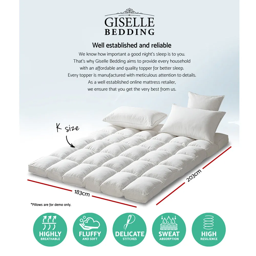 Memory Resistant Pillowtop Mattress Topper 1000GSM King Giselle