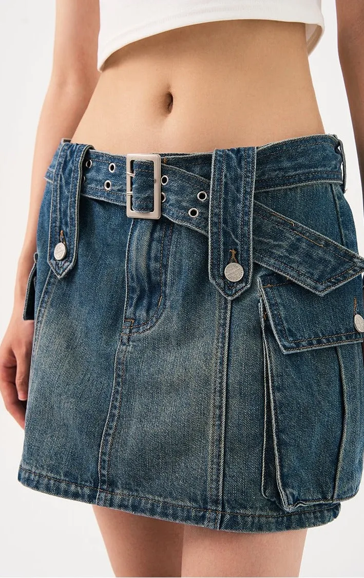 MessAgeLab-Women's Low Waist Denim Half Skirt