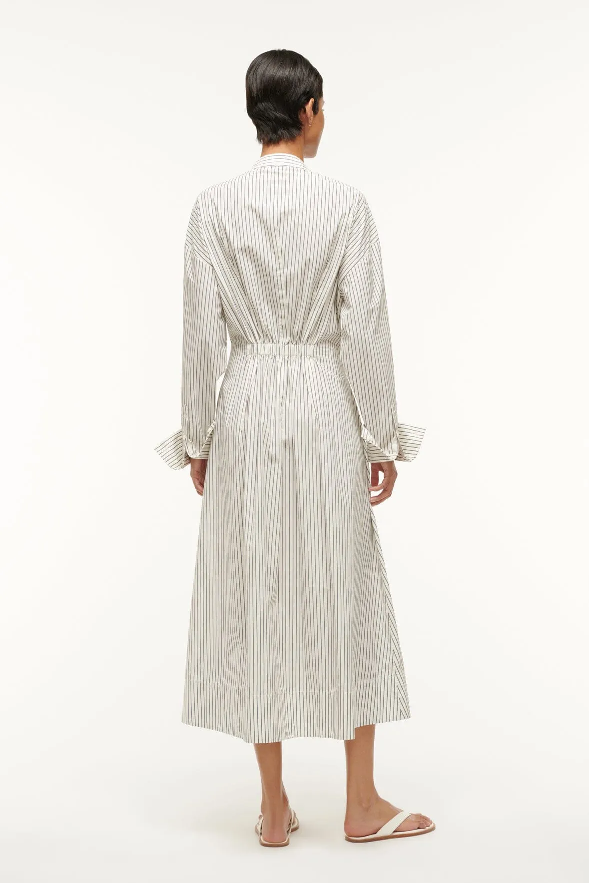 MIDI LORENZA DRESS | IVORY MICRO STRIPE