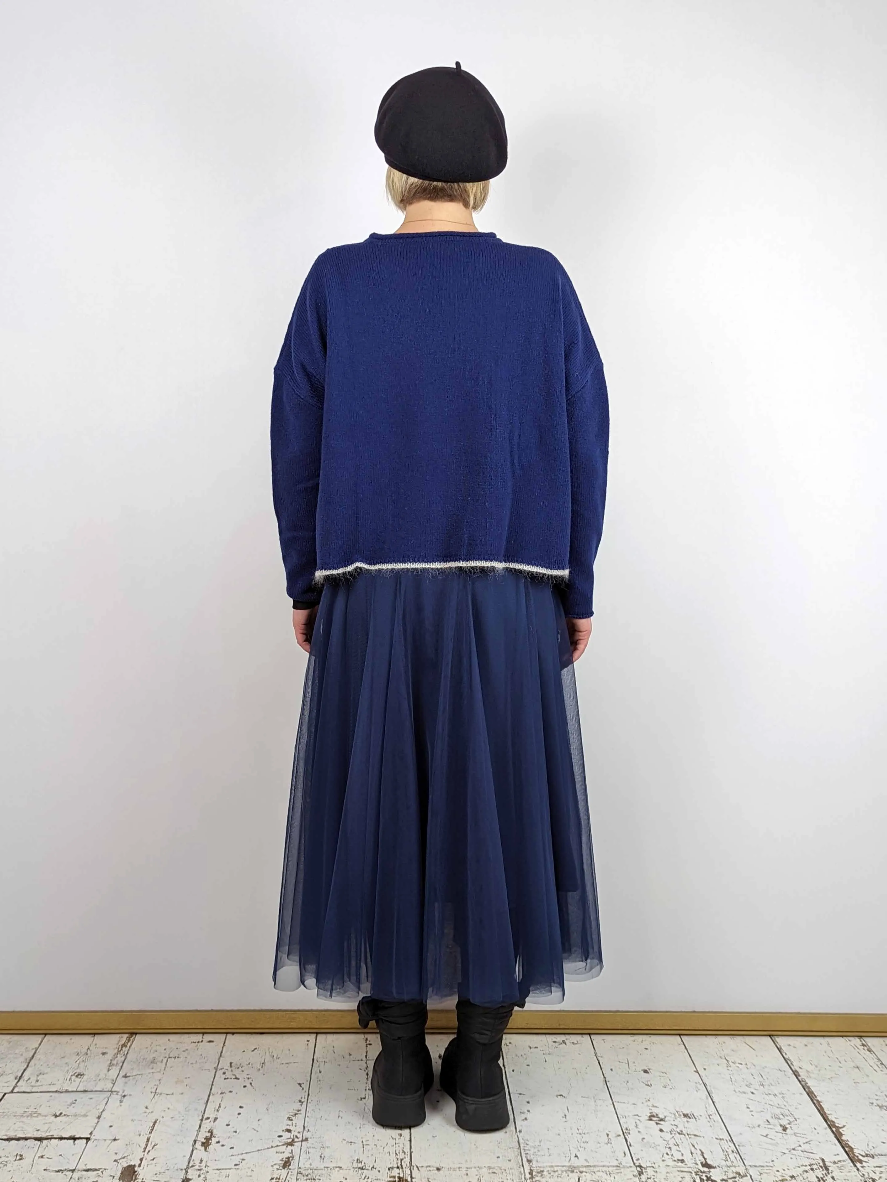 Midi Tulle Skirt - Navy Blue