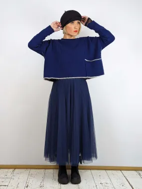 Midi Tulle Skirt - Navy Blue