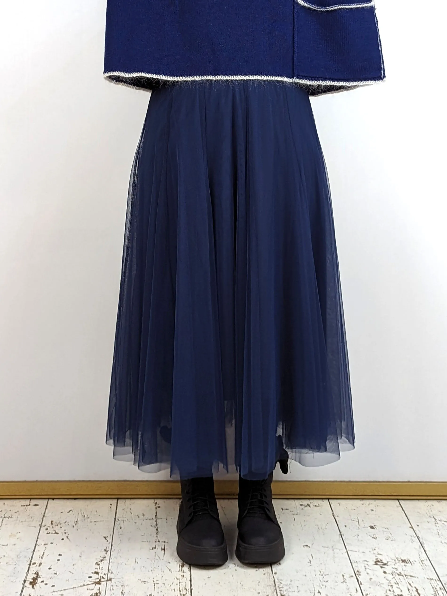 Midi Tulle Skirt - Navy Blue