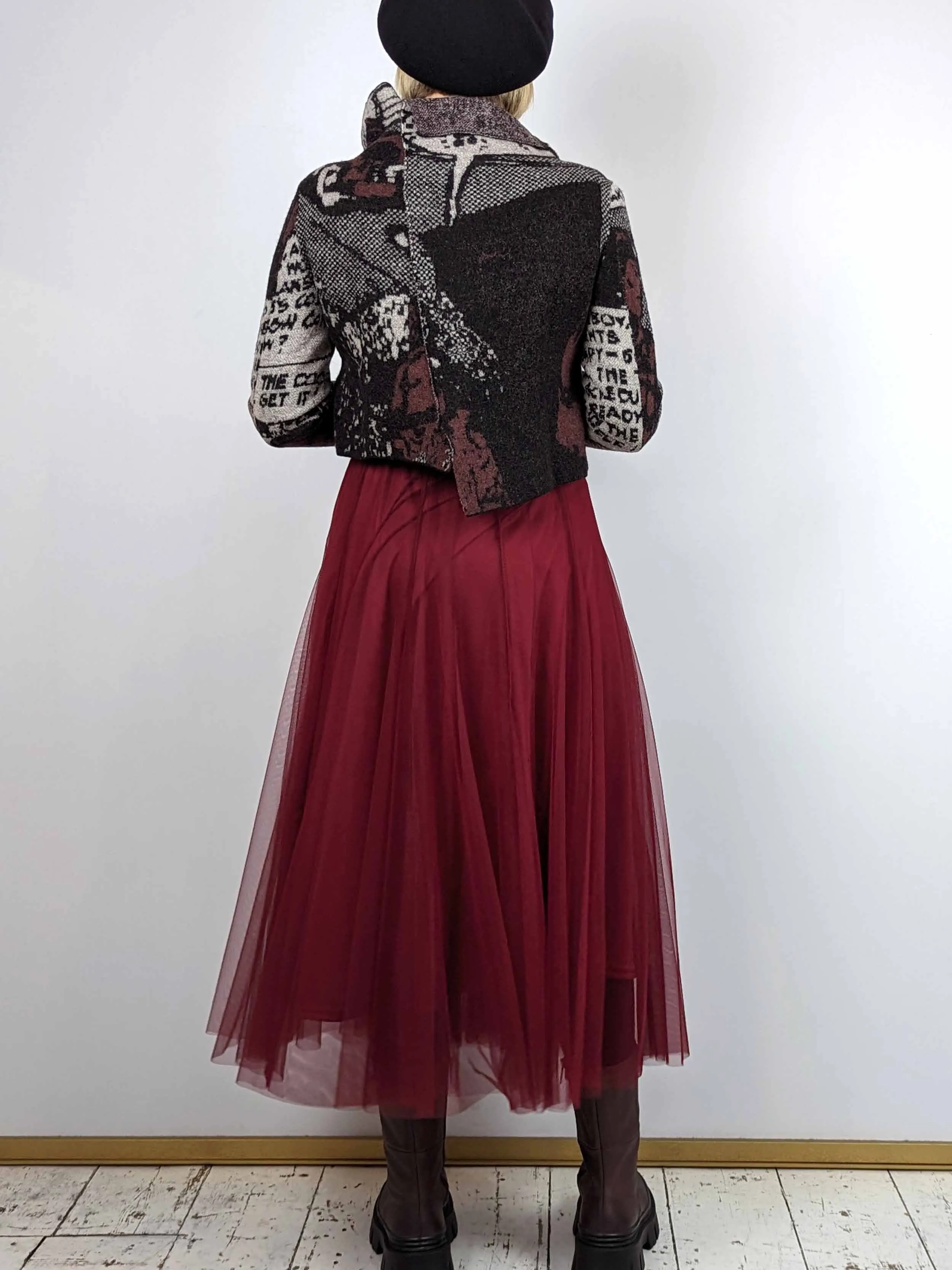 Midi Tulle Skirt - Wine Red