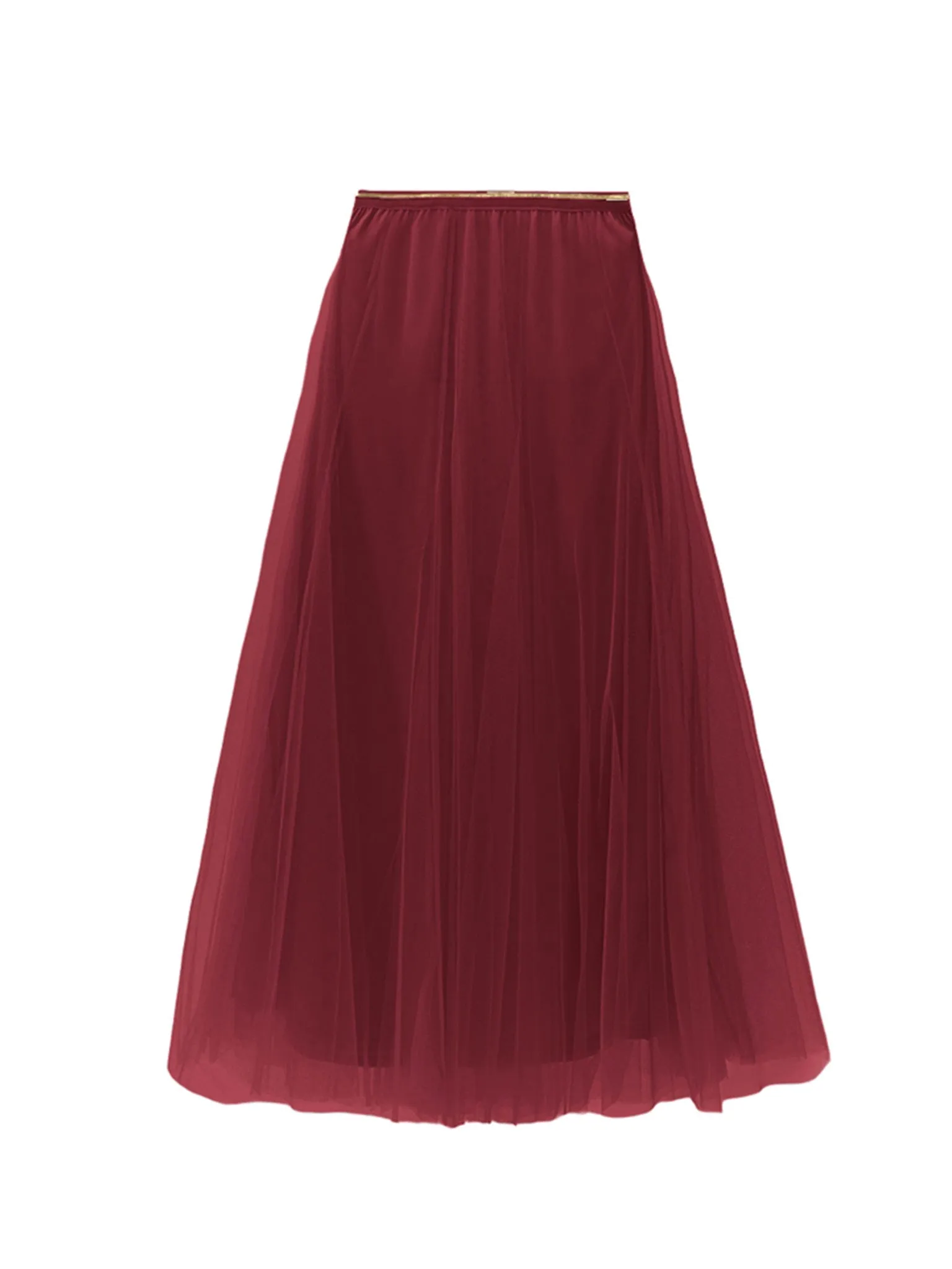 Midi Tulle Skirt - Wine Red